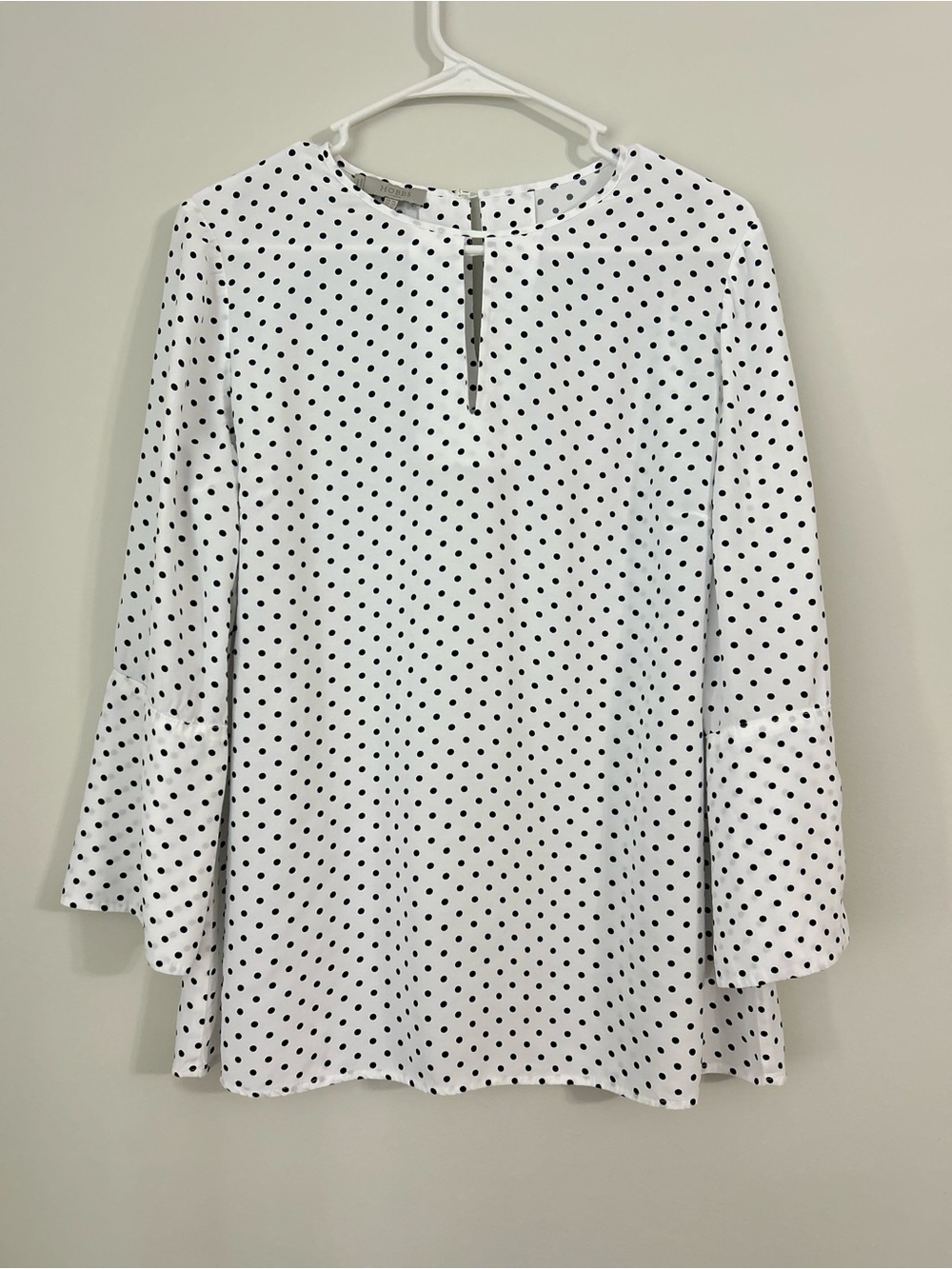 Hobbs London Black White Polka Dot Blouse Flutter Sleeve Viscose UK10 US6